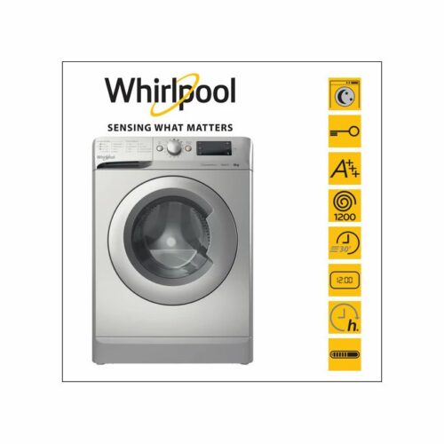 Machine à laver Whirlpool frontale 8 kg 1200T silver – Prix Maroc